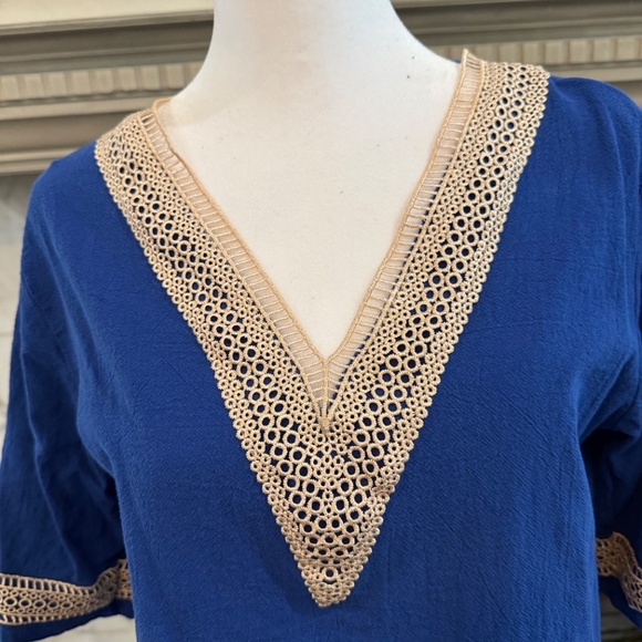 Blue cotton gauze dress - Picture 2 of 4